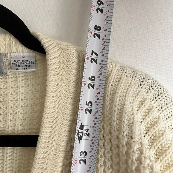 Vintage America Weekend Medium Cream / Yellow Fisherman Knit Slouchy Cardigan - Picture 5 of 7